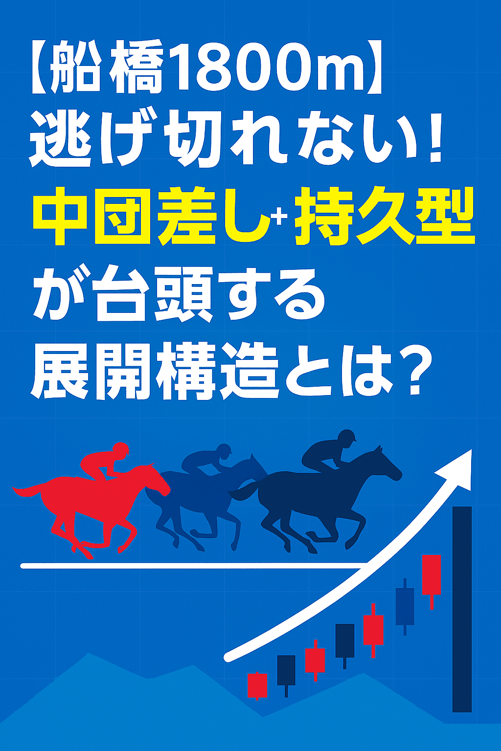 船橋競馬1800mにおいて中団差し・持久型が好走する展開傾向を解説した日本語インフォグラフィック