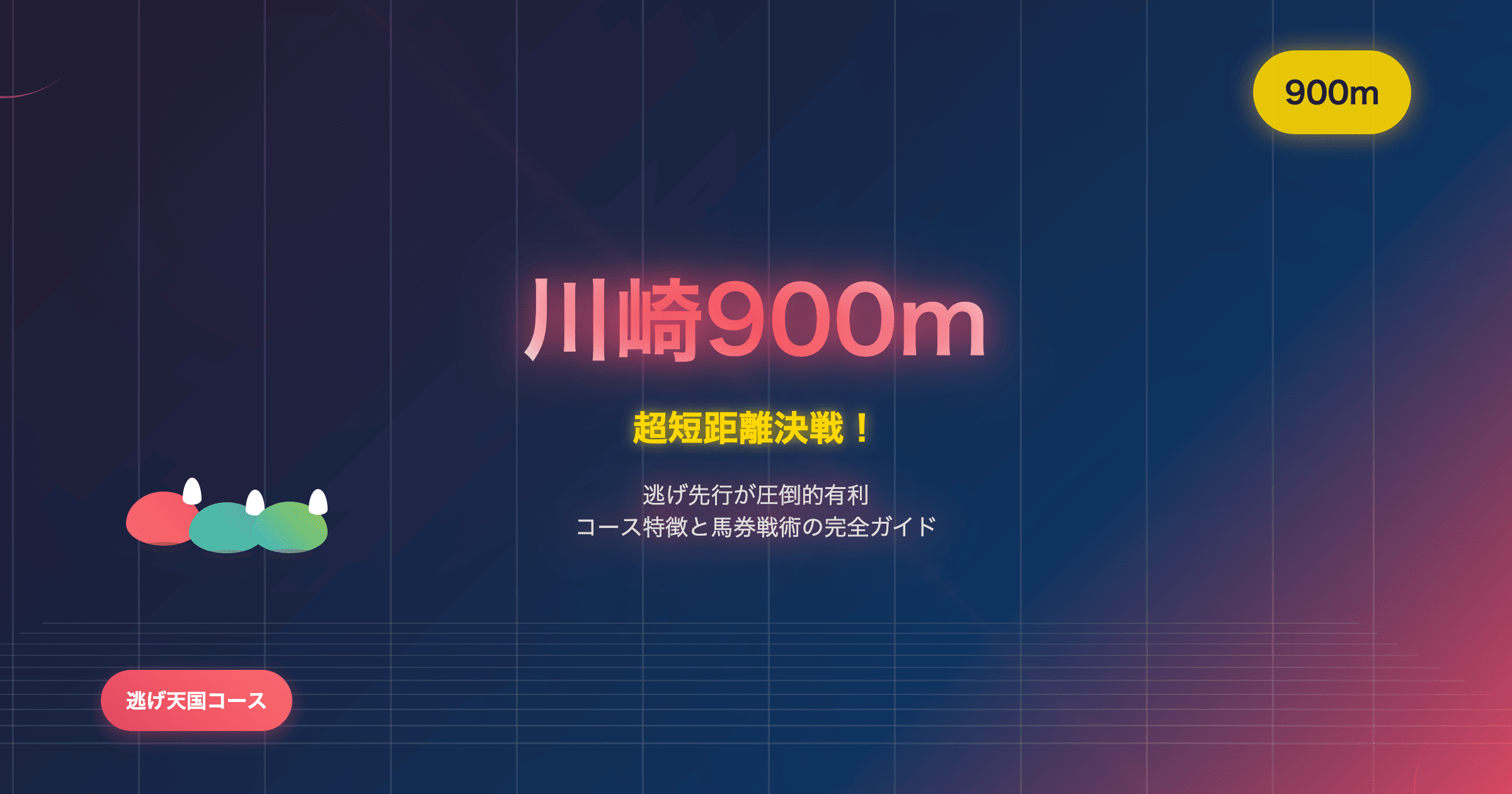 「川崎競馬場900mコースの図。スタートは向正面ポケット、ゴールは正面スタンド前。短距離向けのシンプルなU字型コース。」